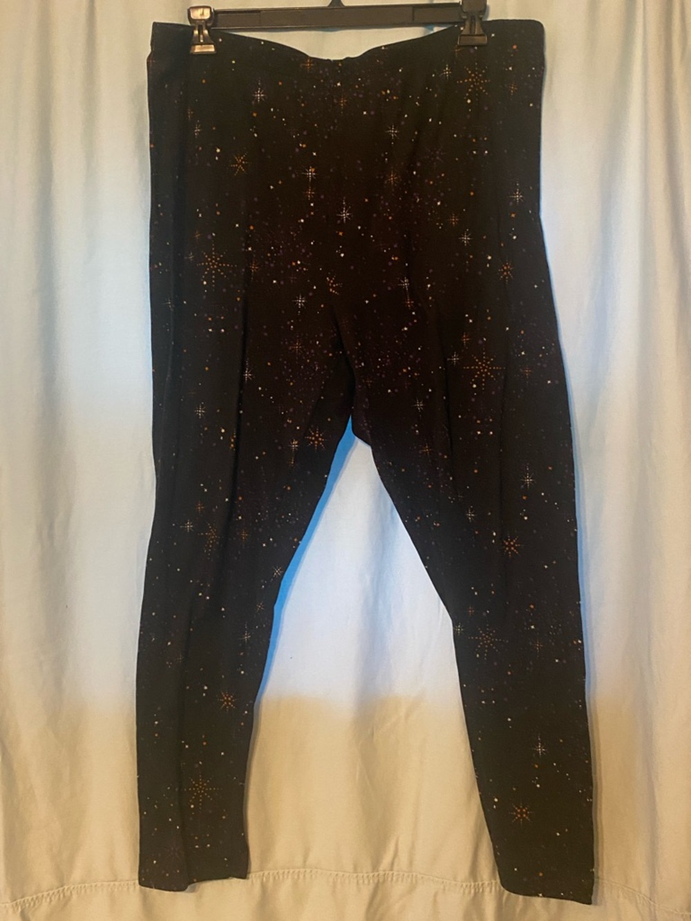 Climate Right Leggings by Cuddle Duds (Size XXL) Black Night Sky Print